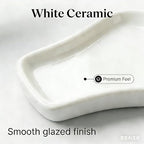 White Ceramic Trinket & Jewelry Tray Dish Set - 2 Pieces Minimalist Organizer for Earrings, Rings, Necklaces - Elegant Irregular Home Decor Accent