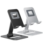Nulaxy 2 Pack Dual Folding Cell Phone Stand, Fully Adjustable Phone Holder for Desk, Compatible with Phone 16 15 14 13 12 11, Nintendo Switch, All Phones, Black & Silver - color: Black & Silver