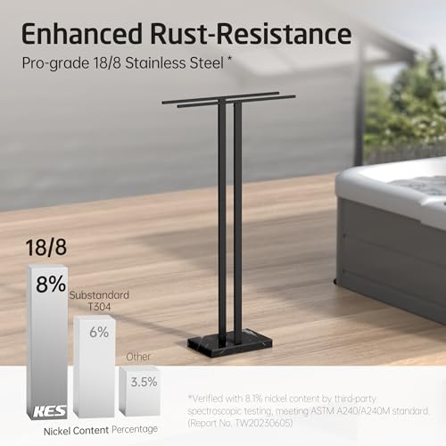KES Black Towel Racks for Bathroom Freestanding, 37" Equal-Height Standing Towel Rack with Heavy Marble Base, Fits Large Bath Towel, 18/8 Stainless Steel, BTH229-BBK - color: Black Marble & Black Bar, size: 37" H (Equal-height)