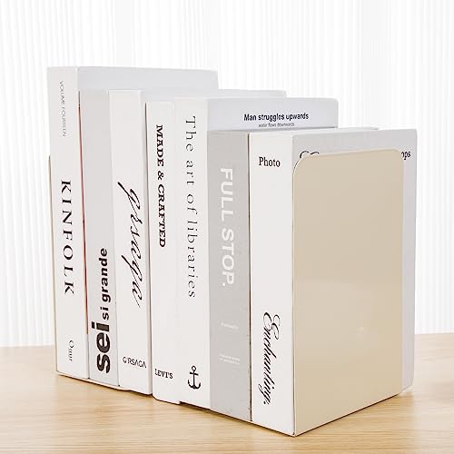 Metal Book Ends Bookend for Shelves Book Holder - color: Beige