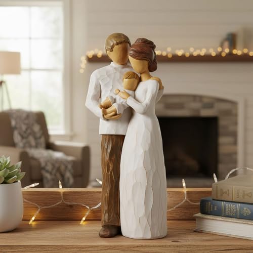 NAN ZAI NAN FANG Family of 3 Figurines Gift for New Parents Resin Hand Painted Sculpture Mom Dad Gifts First Mothers - style: A Family of 3
