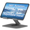 Metal Tablet Stand, Adjustable 360° Rotation Tablet Holder Compatible with 4-13" Tablet Such as iPad Pro Air, iPad mini, Tab S11 10, Surface Pro 12 (Grey) - color: Grey