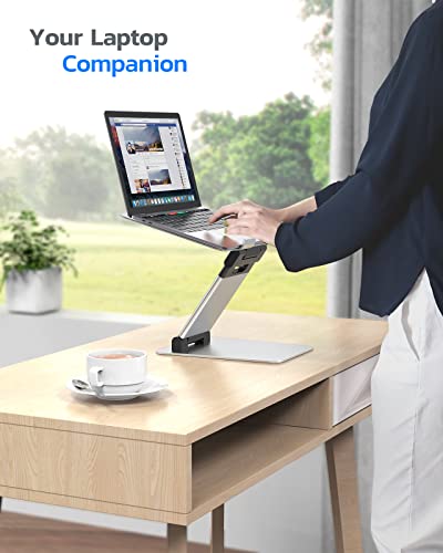 Nulaxy Laptop Stand, Ergonomic Sit to Stand Laptop Holder Convertor, Adjustable Height from 2.1" to 13.8", Supports up to 22lbs, Compatible with MacBook, All Laptops Tablets 11-17" - Silver - color: C-Silver