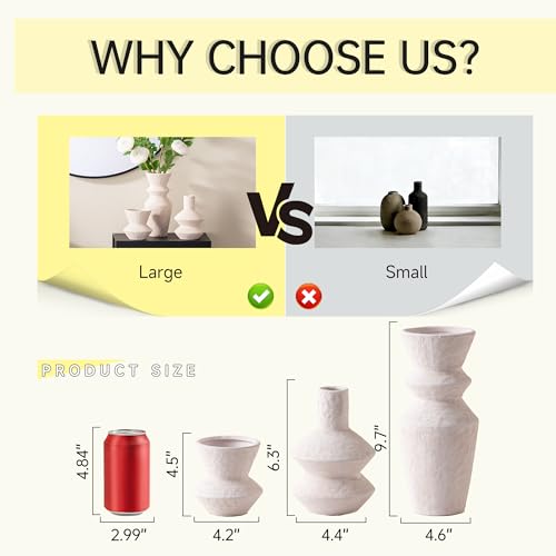 Ceramic Vase Home Table Decor - White Flower Vase Set of 3 Living Room Kitchen Decorations Farmhouse Modern Rustic Vases Decorative Centerpiece for Shelf Bedroom Office Bathroom Dining Coffee Desk - color: 10-white