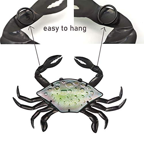 JOYBee 17.2Inch Large Metal Crab Wall Art Decor,Decoration for Outdoor Indoor,Nautical Hanging Art Blue Green Stained Glass with Metal for Garden Pool Patio Balcony Kitchen or Bathroom - color: Crab
