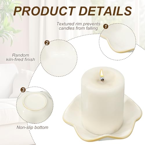 uxcell Candle Holder Plates, 4 Inch Ceramic Candle Tray Tealight Incense Holder Dish Candlestick for Tea Light Aromatherapy Wedding Rustic Vintage Home Decor, Lotus Leaf White - color: White