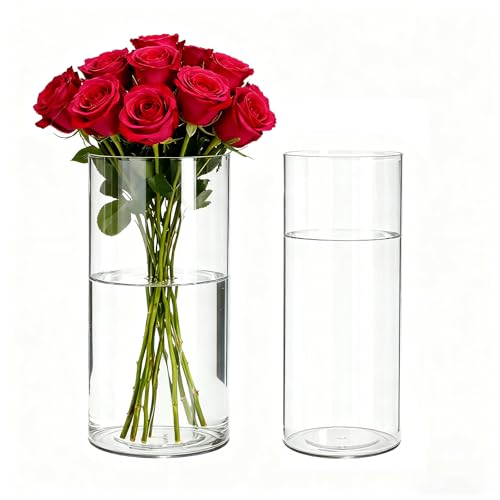 2 Pack Acrylic Cylinder Vases, Non-breakable Vase for Centerpieces, 16 inch Tall Clear Flower Vase Bulk Floating Candle Holder for Wedding Table Home Decor and Party - size: 2 Pack(5''W x 16''H & 6''W x 16''H)