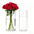 2 Pack Acrylic Cylinder Vases, Non-breakable Vase for Centerpieces, 16 inch Tall Clear Flower Vase Bulk Floating Candle Holder for Wedding Table Home Decor and Party - size: 2 Pack(5''W x 16''H & 6''W x 16''H)