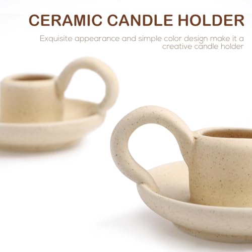 Candle Holder, 2PCS Halloween Nordic Style Ceramic Taper Candlesticks Holders Coffee Table Decor, Christmas Weddings, Desktop Ornaments Home Decor