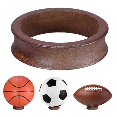 JUXYES Wooden Sphere Holder Display Stand, 3 Pack Large Wood Sport Ball Stand, Simple Round Display Easel Stands for Soccer Ball, Footballs, Baseball, Tolleyball, Basketball, Rugby, 72mm - color: Brown, size: 2.8" - 3 PCS