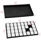 Ikee Design 2 Pcs Set Black Earring Display Tray with 32 Earring Cards Organizer, Jewelry Tray Display for Stud Earring Collection, 100pcs Earring Puffy Cards, 14 3/4W x 8 1/4D x 1H in, White, Black - color: Large Earring Card