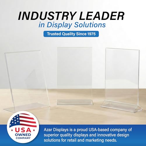 Azar Displays 152430-3PK Bottom Load Sign Holder 8.5x11 – Clear Flexible Plastic Display Stand for Menus, Signs, Promotions – Vertical Tabletop Frame, Pack of 3