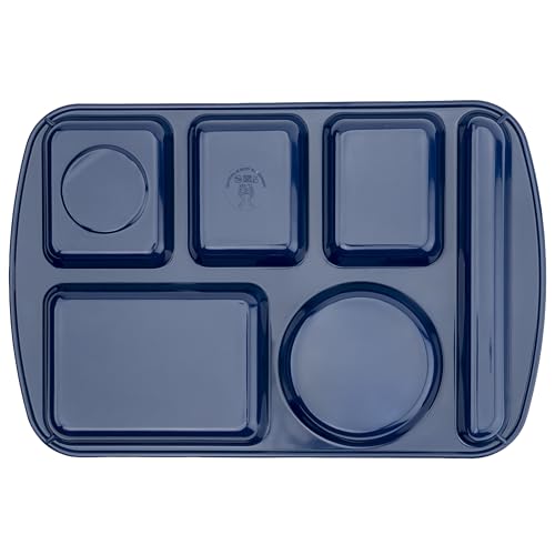 G.E.T. 6 Compartment School Cafeteria Tray, Left Handed, 10" x 15", Navy Blue (12 Pack) - color: Blue, size: 10" x 15", style: 12 Pack Left Handed Trays