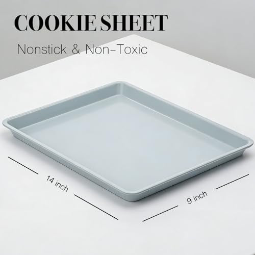 Cookie Sheets for Baking 18x13", Half Ceramic Baking Sheet, Non-Stick & Non-Toxic Ceramic Coating, 2.2mm Thick Aluminum Oven Trays for Cooking, PTFE & PFOA Free - size: baking sheet 18x13"
