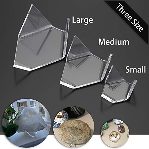 Hipiwe 5 Packs Acrylic Triangle Display Holder - Display Easel Stands for Geodes Rock Mineral Agate Fossil Coral, Clear Plastic Display Stands for Small Collectibles, Big - size: Large