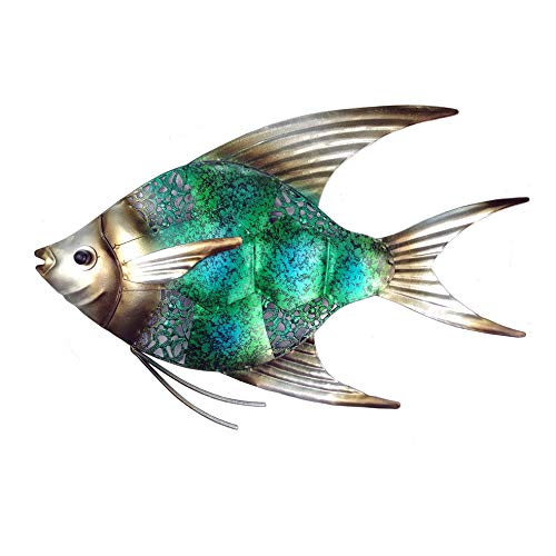 JOYBee 12.5inch Coastal Ocean Sea Metal Fish Wall Art Decor -Christmas Decorations-Perfect for Coastal，Nautical，Beach，or Boat Decor-Metal Wall Decor-for Garden Home Patio Bathroom Kitchen - color: Fish Bluegreen
