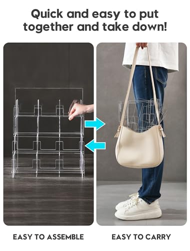 Acrylic Sticker Display Stand, Sticker Holder Display for Vendor Events, Card Rack Display Stand, Portable Display Rack - size: Three Rows