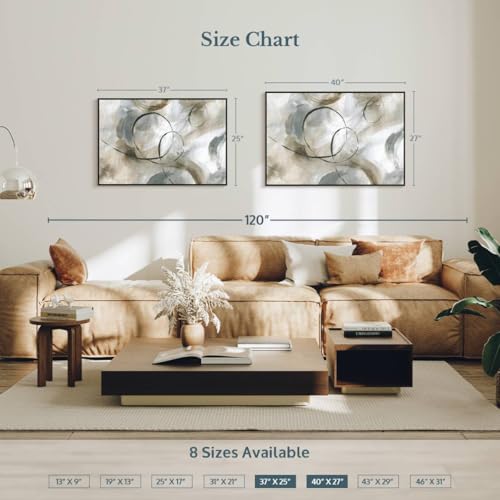 ElephantStock Allegro Wall Art - Horizontal Framed Canvas - 1-Piece Living Room Wall Decor - Painting Abstract Canvas Print - Gray and Brown Decor for Wall by Nan - 37" X 25" - color: Allegro Wall Art Canvas Floating Frame Single Piece, size: 36"L x 24"W