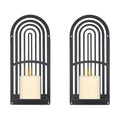 OYEFLY 2Pcs Metal Wall Hanging Candle Sconces,Black Boho Wall Shelves Candle Holders (Black)