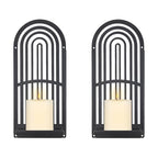 OYEFLY 2Pcs Metal Wall Hanging Candle Sconces,Black Boho Wall Shelves Candle Holders (Black)