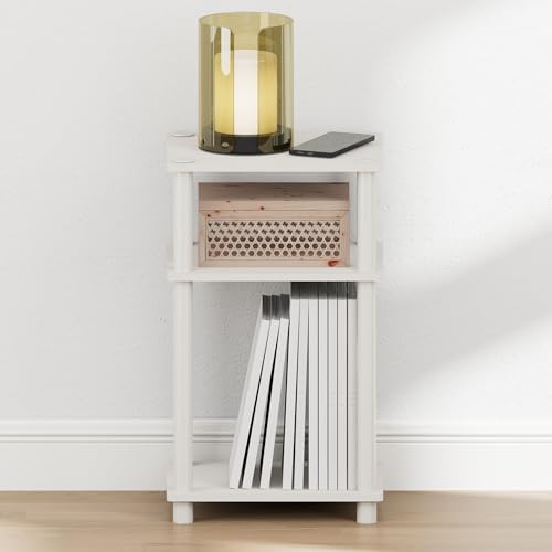 Furinno Just Turn-N-Tube Open Storage Nightstand, 1 Pack, 3-Tier, White/White - color: White/White, size: 1-Pack, style: 1-Pack