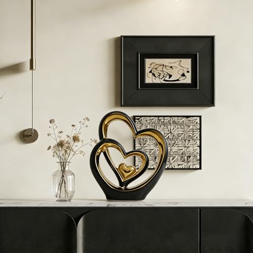 AWNR Heart Hands Sculpture,Small Shelf Decor,Tv Stand Decor Items for Living Room,Apartment,Office (Black) - color: Black