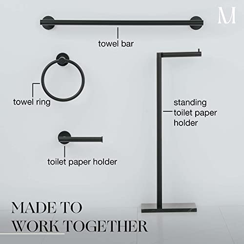 MARMOLUX ACC Free Standing Matte Black Toilet Paper Holder Stand Black Marble Base and Storage - 4 Jumbo Roll Bathroom Hardware Toilet Paper Stand - Stainless Steel Standing Toilet Paper Holder - color: Matte Black/Black Marble
