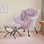 Tiita Lazy Chair with Ottoman, Purple Modern Large Accent Armchair, Comfy Leisure Sofa Reading Chair with Footrest for Bedroom, Living Room, Dorm Rooms, Garden, Velvet Light Purple - color: Light Purple