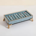 GemeShou velvet slots Ring holder for jewelry organizer, Earring ring display stand for selling, felt ring jewelry holder tray showcase【Velvet slots Ring Holder-Light blue】 - color: Light blue