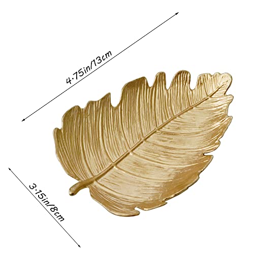 Small Leaf Shaped Trinket Dish, Decorative Gold Jewelry Dish Tray, Ring Hodler Dish Jewelry Organizer - color: Elm Leaf