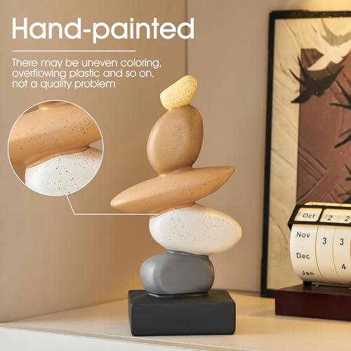 Fake Sandstone Statue Home Decor for Living Room, Modern Resin Stone Sculptures Coffee Table Decor, Gray and White Statue Decorations for Office Shelf Bookshelf - color: 10.4"h Brown Gery White