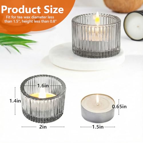 JOYIT Black Votive Candle Holders Bulk Set of 6, Tealight Candle Holder for Wedding Table Centerpiece, Glass Small Candle Holders for Birthday Party, Valentine's Day, Home Decor (2''X 1.4'') - color: Black