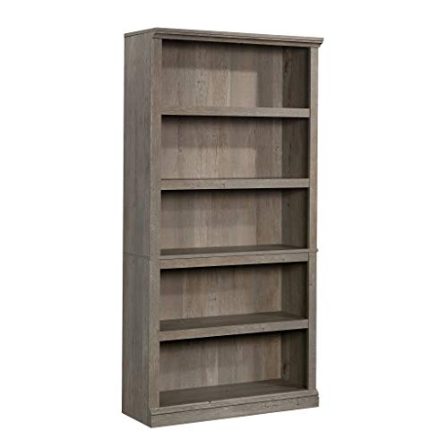 Sauder 5 Tier Book Shelf Wooden Bookcase Multipurpose Bookshelf for Home Office, Living Room, in Mystic Oak - color: Mystic Oak