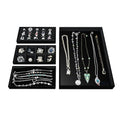 MOOCA Jewelry Display Set, Necklace Display Bust, Earring Organizer, Ring Holder Stand for Showcase and Store, Premium Fabric - color: 9a) 3 piece.Black Velvet Tray