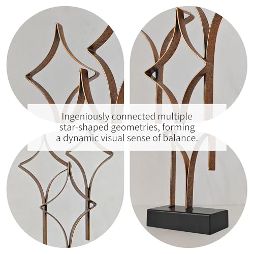 Abstract Metal Sculpture Home Decor – Modern Minimalist Line Art Statue Decorations for Table, Shelf, Living Room, Office & Entryway (Diamond Curved Metal Sculpture) - color: Diamond Curved Metal Sculpture