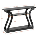 SUPER DEAL Wood Console Table 3 Tier Narrow Entryway Table with Curved Frame and 2 Open Storage Shelves Accent Sofa Table for Hallway Living Room Bedroom, 47 in Black - color: Black