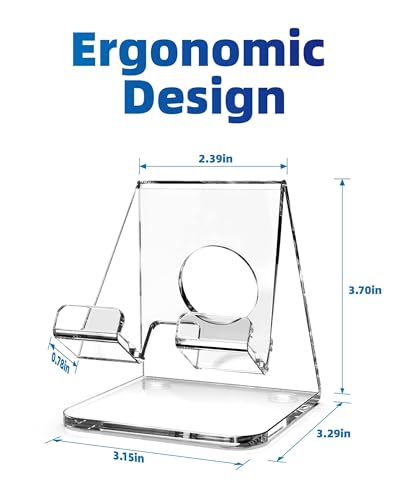 TOPGO Acrylic Cell Phone Stand, Clear Phone Holder for Office Desk, Vanity, Kitchen, Bedside Table, Compatible with iPhone 17/Smartphones/iPad/Switch/Kindle, Office Desk Accessories - color: Clear