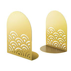 QiMing Ukiyoe Auspicious Clouds Bookends for Books,1 Pair Metal Wavy Pattern Book Holders for Office Shelves Adults & Kids Gift(Gold) - color: Gold