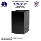 12" x 12" x 24" Acrylic Cube / Display 5 Sided Box Black - color: Glossy Black, size: 12"w x 12"d x 24"h