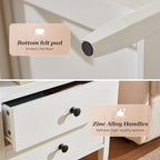 Huuger White Nightstand Set of 2, Night Stand with Charger Station, Bedside Table with 2 Drawers, Bed Side Tables for Bedroom, Modern Nightstands, Metal Knobs, Painted Surface - color: White
