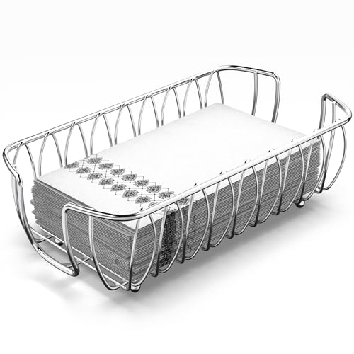Silver Guest Towel Holder Tray for Bathroom – Napkin Organizer for Disposable Paper Towels, Hand Towel Rack for Countertop, Modern Holder for Guest Bathroom Essentials and Powder Room - color: J - Silver Napkin Holder for Bathroom, size: Guest Towel Holde