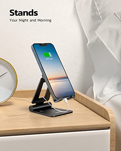 Nulaxy 2 Pack Dual Folding Cell Phone Stand, Fully Adjustable Foldable Desktop Phone Holder Cradle Dock Compatible with Phone 16 15 14 13 12 Pro Xs Xs Max Xr, All Phones, Black&Gold - color: F-Black & Gold