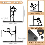 Metal Bookends Yoga-Style Bookends Decorative Cute Book Ends for Shelves Reading Decor Bookshelf Decor Book Stoppers for Bookshelf Home Office Desk Book Lovers Gift - style: Yoga People Decorative Bookends