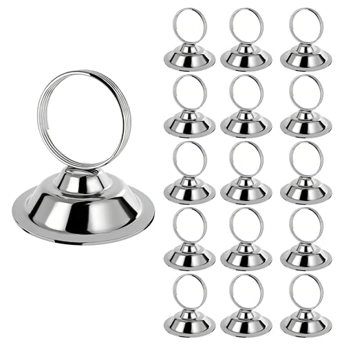 Urban Deco 16 PK Table Card Holder Place Card Holders Steel Card Holders for Photos, Food Signs, Memo Notes, Weddings, Restaurants, Birthday (Silver) - color: Silver