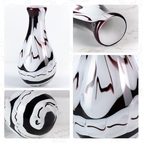 KAMMAK Colored Glass Vase, Beautiful Hand Blown Decorative Vase, Modern Art Vase for Flower Mantle Dining Table Centerpiece, Entryway Living Room Wedding Decoration (JG2051) - style: JG02051