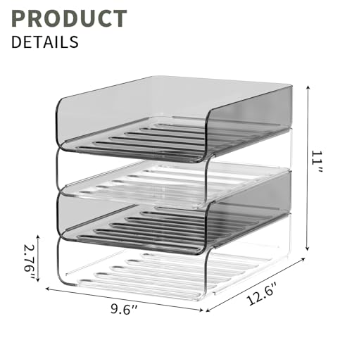 FANXIYQ 4-Tier Acrylic Paper Tray Organizer | Clear Stackable Desk Organizer for Documents, Letters, A4 Paper | Modern Office/Classroom/Home Organization,Clear&Brown - color: Clear & Brown