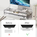 Acrylic Monitor Stand, 2 Tier Computer Monitor Stand Riser，16 inch Acrylic Computer Monitor Stand Riser for iMac, PC, Desktop, Laptop, TV Screen with Extra Storage Space Home Office