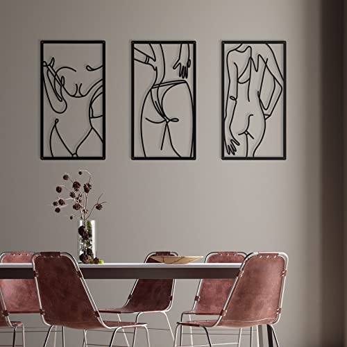 Cindeer 6 Pcs Modern Minimalist Wall Decor Abstract Woman Wall Art Single Line Metal Drawing Modern Line Women Body Figure Decor Sculptures for Home Bedroom Bathroom