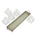Creative Co-Op Decorative Iron Rectangle Tray with Handles & 5 Glass Vases