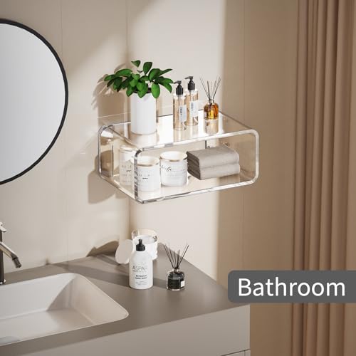 Acrylic Floating Nightstand, Bedside Table, Nightstand Shelf Wall Mounted Bedside Shelf (Clear, Small) - color: Clear